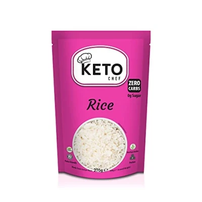 Image of Keto Chef Paleo Friendly Slim Rice Konjac Flour Instant Vegan Rice, Free from, Shirataki, Contains Zero Carb &amp; Sugar, Low Calorie Healthy Diet Food, Ready to Eat Pack of 12 (270g)