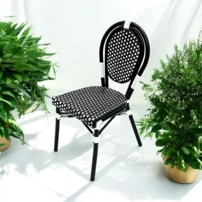Image of BE Furniture Black Paris Bistro Chairs, Rattan Chairs