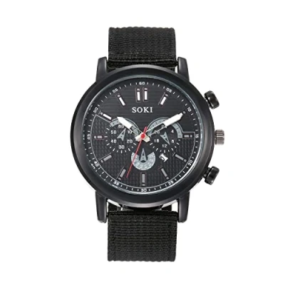 Image of JewelryWe Mens Military Watch Nylon Strap Analog Quartz Calendar Luminous Wristwatch Cool Business Casual Dress Watch, for Fathers Day