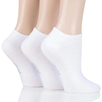 Image of Pringle Ladies Plain Cotton Secret Socks Pack of 3 White 4 8