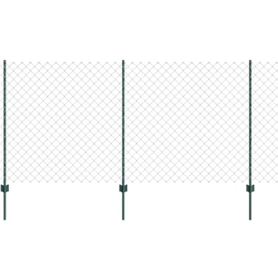 Image of vidaXL Chain Link Fence with 10 U Posts Green 1.2x10 m Steel