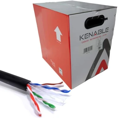 Image of kenable External CAT6 Outdoor Use COPPER Ethernet Network Cable Reel UTP 305m Black