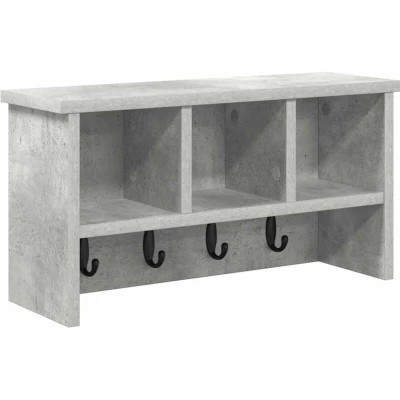 Image of Wall Mounted Coat Rack with Shelf Concrete grey 50 x 16 26 cm Vidaxl