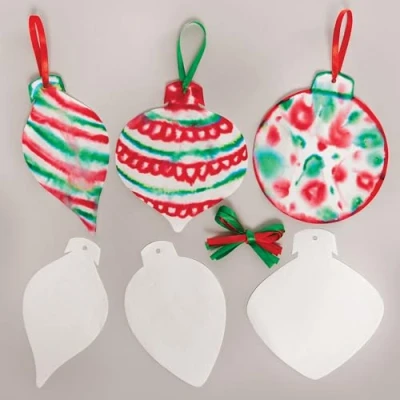 Image of Baker Ross FX688 Christmas Bauble Colour Diffusing Shapes Pack of 30, Decoration Craft Paper