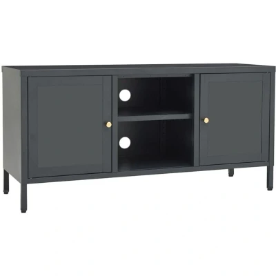 Image of vidaXL TV Cabinet Anthracite 105x35x52 cm Steel and Glass