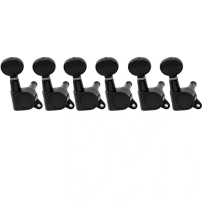 Image of Musiclily Pro 6 inline Guitar Tuners Tuning Pegs Keys Machine Heads Set for Fender Strat Tele Electric Guitar, Kidney Button Black