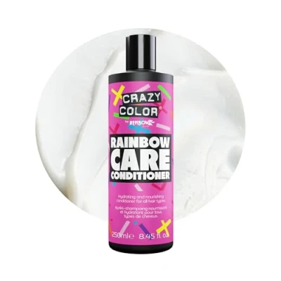 Image of Crazy Color Rainbow Conditioner for Colour Treated Hair Bleached, Dyed, Damaged &amp; Dry Hair. Nourish, Protect and Cleanse Dyed Preserve Colour, Pigment Compatible 250 ml