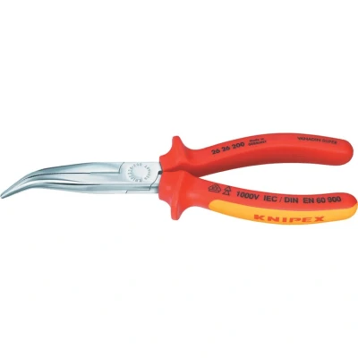 Image of Knipex Snipe Nose Side Cutting Pliers (Stork Beak Pliers) chrome plated, insulated with multi component grips, VDE tested 200 mm 26