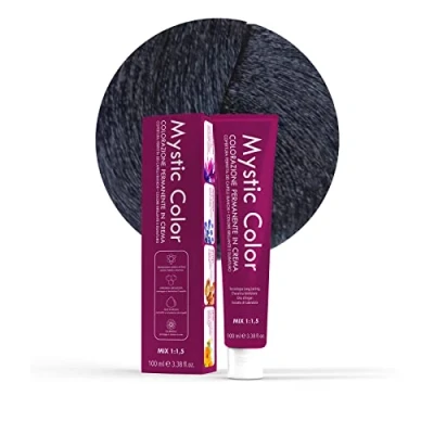 Image of Mystic Color Permanent Cream Colouring with Argan Oil and Calendula Long Lasting Hair Dye Black Blue 1.1 100ml