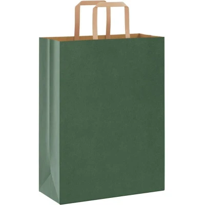 Image of Paper Bags 250 pcs with Handles Green 26x12x35 cm Vidaxl