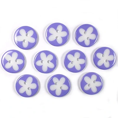 Image of Splat Daisy Flower Round 2 Hole Buttons 17mm Wide Pack of 10 (Lilac)