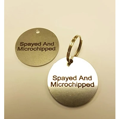 Image of KNIFE POINT ENGRAVED PET DOG, PUPPY, CAT, KITTEN ID TAG, DISCS STAINLESS STEEL, LASER (20MM ENGRAVE BOTH SIDES)