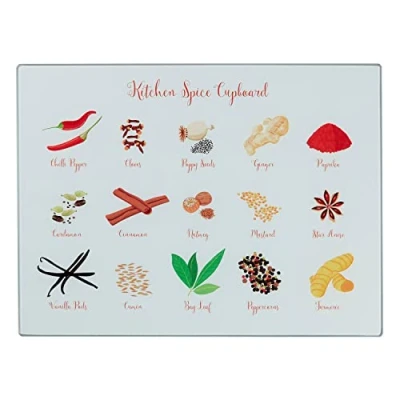 Image of Tala Spice Design Toughened Glass Chopping Board and Work Top Saver, Non Slip Multi Functional Tool for Protecting Surfaces While preparing Foods, Measures 30cm x 40cm, Berry