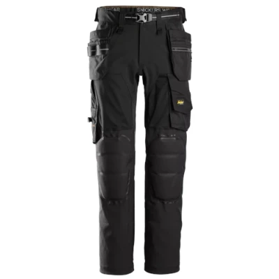 Image of Snickers AllroundWork Stretch Trousers Capsulized™ Kneepads Holster Pockets Black/Black 92