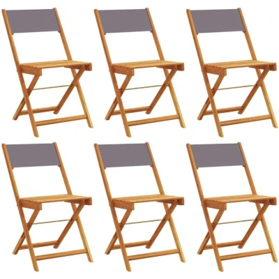 Image of vidaXL Folding Garden Chairs 6 pcs Anthracite Fabric and Solid Wood