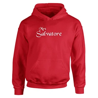 Image of Mrs Salvatore, Kids Printed Hoodie Fire Red/White 12 13 Years