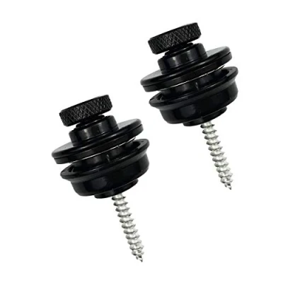 Image of Deolven Guitar Strap Locks,Guitar Buttons 2 Pack Metal Straplocks Anti stripping Quick Release Bass Locks with Mounting Screws for Electric Acoustic Replacement Black
