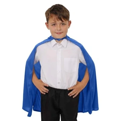 Image of Childs Blue Superhero Cape Fancy Dress Costume Accesssory Perfect for St Patricks Day, Comic Book Characters, Super Villains, Week