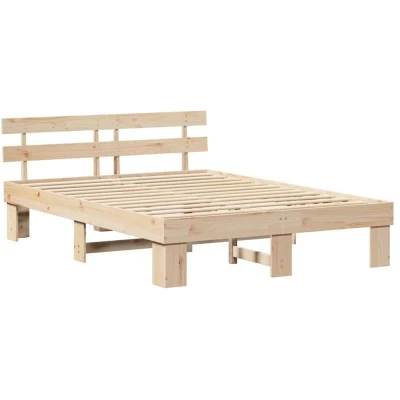 Image of Bed Frame with Headboard 160x200 cm Solid Wood Pine Vidaxl