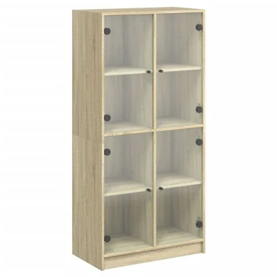 Image of vidaXL Highboard with Doors Sonoma Oak 68x37x142 cm Engineered Wood