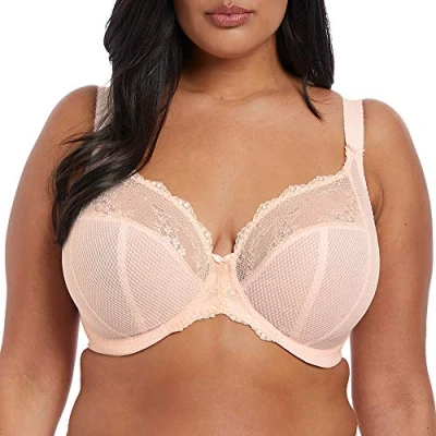 Image of Elomi Women&#039;s Charley Stretch Lace Underwire Plunge Bra, Ballet Pink, 42GG