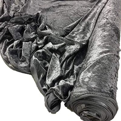 Image of Crushed Velvet Fabric Material Stretch Velour 150cm Wide Metres Grey 5m