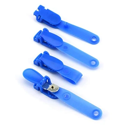Image of CKB Ltd 100 x Blue Plastic Crocodile Clips for ID Badge Holders Strap Gripper Used Fastening Vinyl or PVC Business Visitor Name Tag Security Pass Card