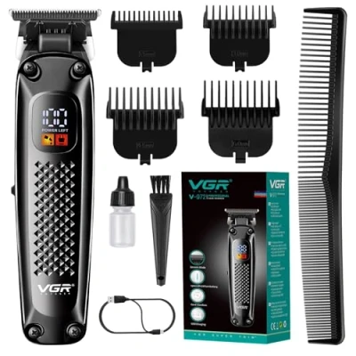 Image of VGR 972 Professional Hair Trimmers, Precision Beard Trimmer for Men, Cord/Cordless and Rechargeable with LED Display