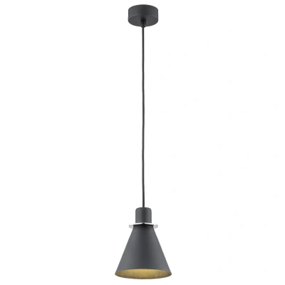 Image of Beverly Dome Pendant Ceiling Light Black Structure, Chrome Elements