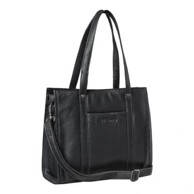 Image of STILORD &#039;Ariana&#039; Womens Leather Tote Bag Large Shoulder Elegant Business Satchel for 13.3 Inch MacBook Handbag Ideal Office Shopping, Colour:Black
