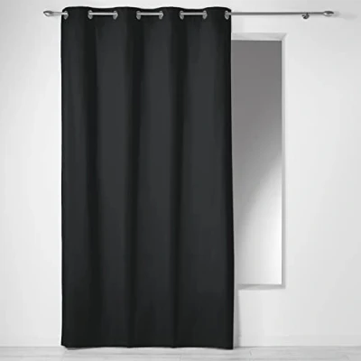 Image of DOUCEUR D&#039;INTERIEUR Curtain Rings 140X240 Panama UNI Noir, Black