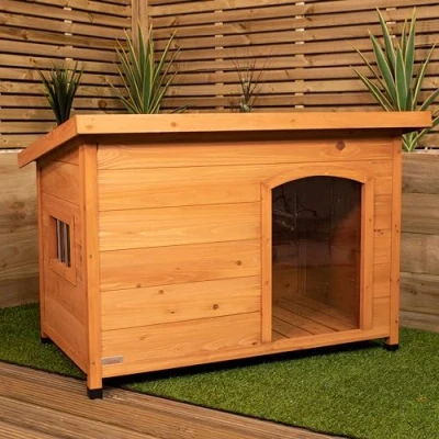Image of Samuel ALEXANDER Wooden Dog Kennel Indoor/Outdoor House Shelter, Weatherproof and Durable Perfect for Garden Home (Medium 72cmx104cm)