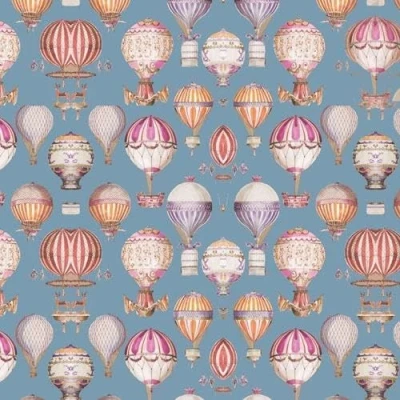 Image of Melody Jane Dolls House Wallpaper Vintage Hot Air Balloons Miniature Print 1:12 Wall Decor