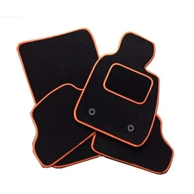 Image of TAILORED FOR CITROEN C1 2014 2015 2016 2017 2018 2019 2020 2021 PREMIUM GENUINE EXACT FIT INTERIOR FLOOR CARPET CAR MATS BLACK MAT + ORANGE TRIM