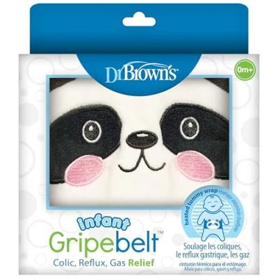 Image of Dr. Brown’s Infant Gripebelt for Colic Relief, Heated Tummy Wrap, Baby Swaddling Belt Gas Natural Relief Upset Stomach in Babies and Toddlers, Panda, 0 3m
