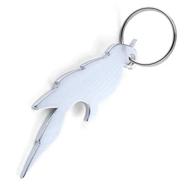 Image of Komonee Parrot Silver Bottle Opener Key Chain Metal Wildlife Bird Ring Novelty Animal Keychain Keyring