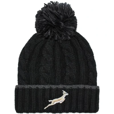 Image of TeddyT&#039;s Men&#039;s Springbok Black Chunky Cable Knit Thermal Bobble Hat