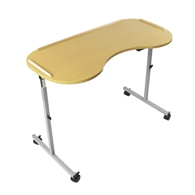 Image of NRS Healthcare Adjustable Curved Over Bed/Chair Table M99394 with Lockable Castors