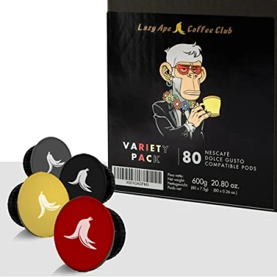 Image of Lazy Ape Coffee Club 80 Pods Compatible with Dolce Gusto®* machines Servings VARIETY PACK