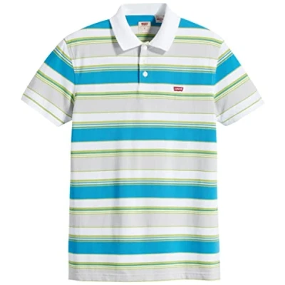 Image of Levi&#039;s Men&#039;s Housemark Polo T Shirt, Archie Stripe Macaw Green, XS