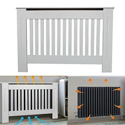 Image of BRIEFNESS Wooden Radiator Cover Small, Cabinet MDF White Painted Vertical Modern Design Decorative for Living Room Bedroom Heat Evenly, Freestanding Frame, Smooth Surface