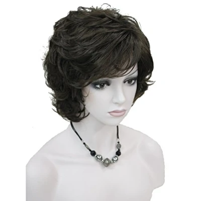 Image of Lydell Women&#039;s Short Wavy Curly Wig Synthetic Hair Full 6 inches (#6 Chestnut)