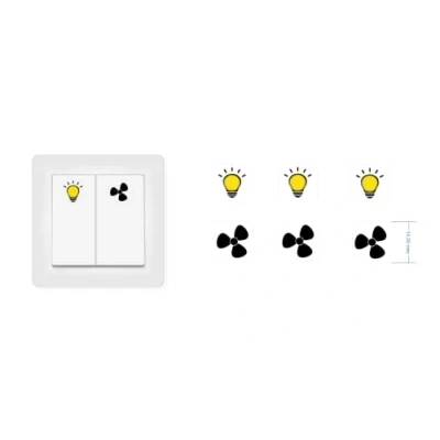 Image of light and fan sticker set with 6 pieces symbols for switch (RP8/2) (14 mm)