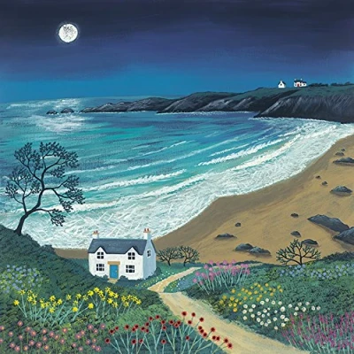 Image of Art Group AFWDC95703 The Jo Grundy Path To Moonlight Bay Canvas Print, Cotton, Multi Colour, 40 x 1.3 cm