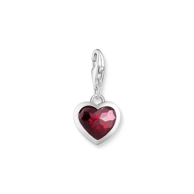 Image of Thomas Sabo Women Silver Charm Pendant with red Stone in Heart Shape 925 Sterling 2094 699 10