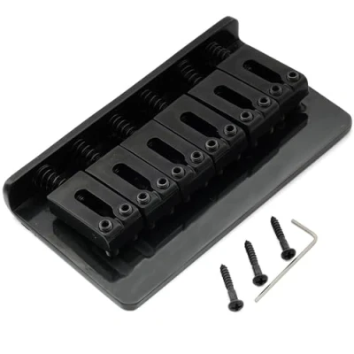 Image of Musiclily Pro 54mm Modern Hardtail Fixed Bridge for Import Strat Tele Style Electric Guitar, Black