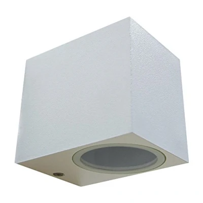 Image of Long Life Lamp Company Matt White Finish Mini Cube Single Outdoor Wall Light Fixture GU10 ZLC065W