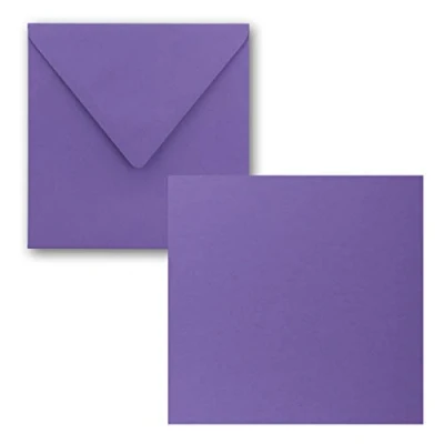 Image of FarbenFroh® by Gustav Neuser® Pack of 25 Simple Square Cards 15 x cm with Envelopes in Purple for Greeting etc.
