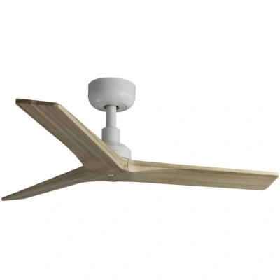 Image of Klim Small White, Light Oak Wood DC Ceiling Fan 6 Speed