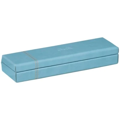 Image of RHODIA 318877C Turquoise Pencil Case 21x5.5x3 cm Orange Saddle Stitching Faux Leather Exterior Rhodiarama Home Office Collection Organization &amp; Design Storage